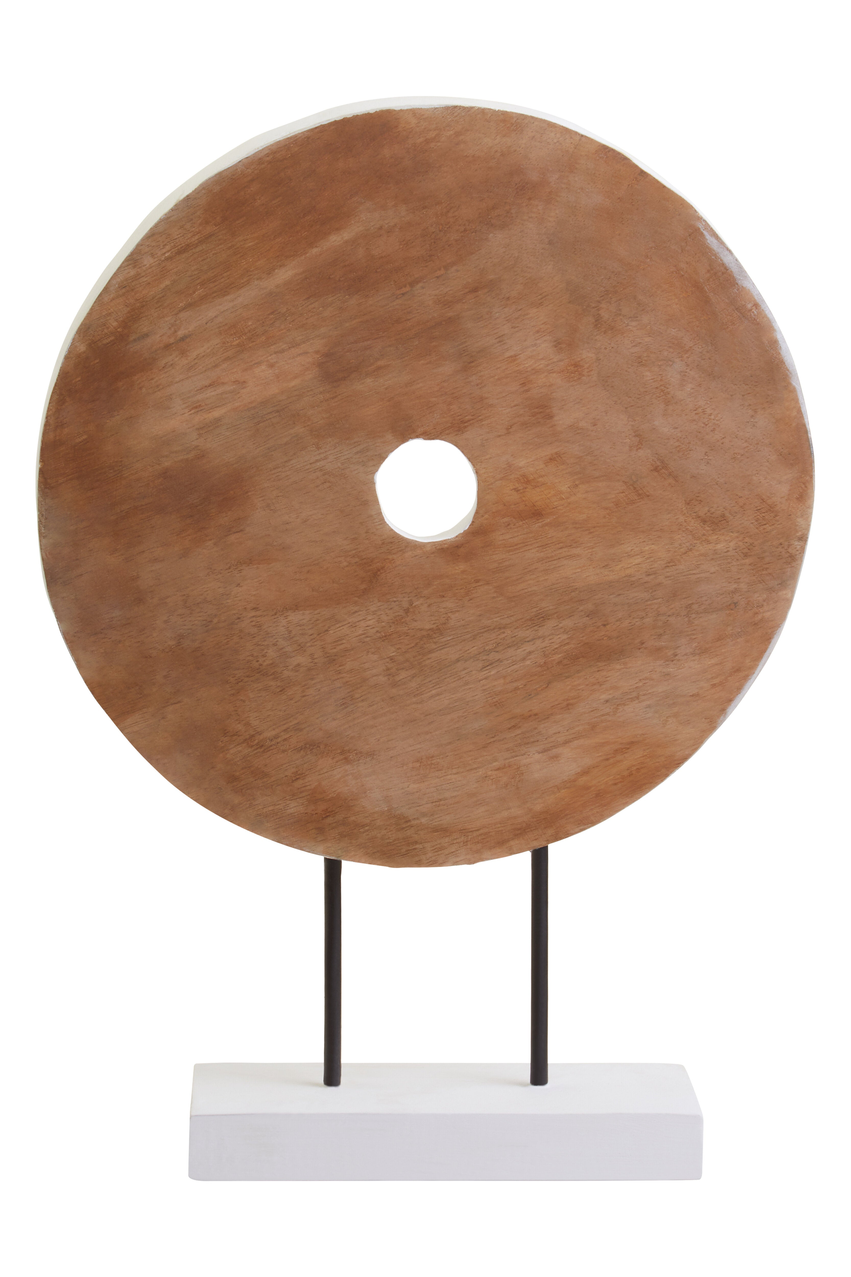 Osprey Distressed White Carved Wood Round Sculpture | Large